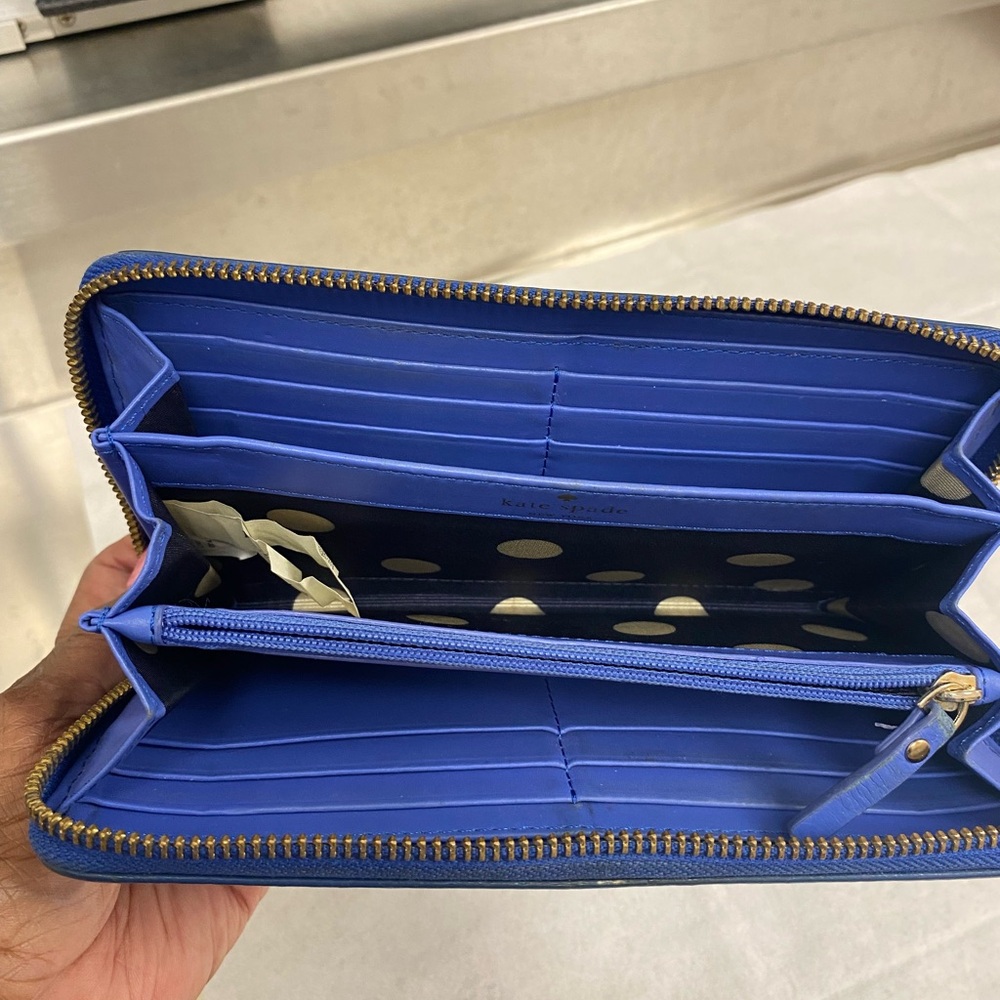 Kate Spade Glossy Cobalt Wallet Zipper Around - Picture 3 of 10